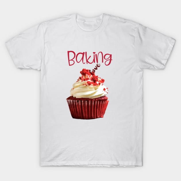 Baking Love Red Velvet Cupcake with Cream Frosting T-Shirt by ArtMorfic